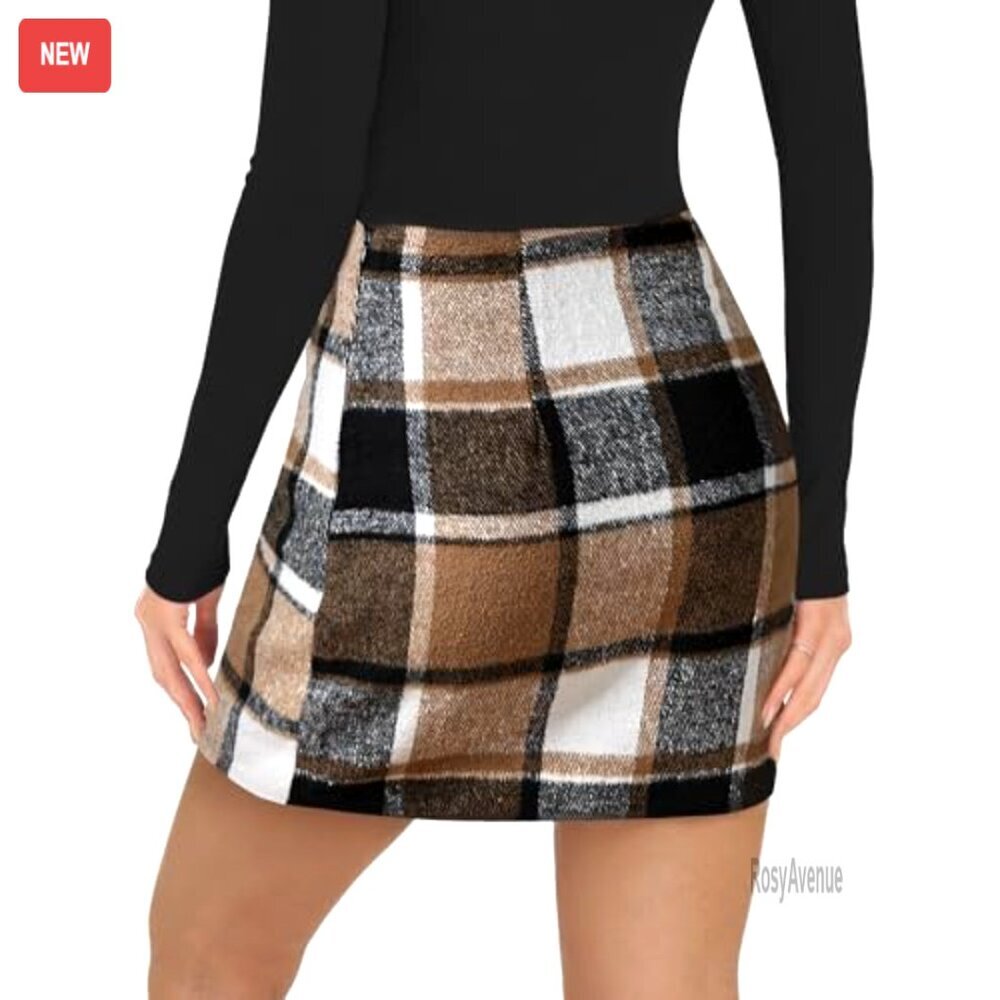 High Waist Bodycon Pencil Skirt, Polyester Stretchy Mini, Elastic Waist - Picture 3 of 7